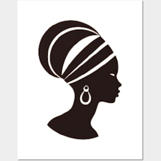 AFRICAN WOMAN LOGO WITH STRIPES Posters and Art
